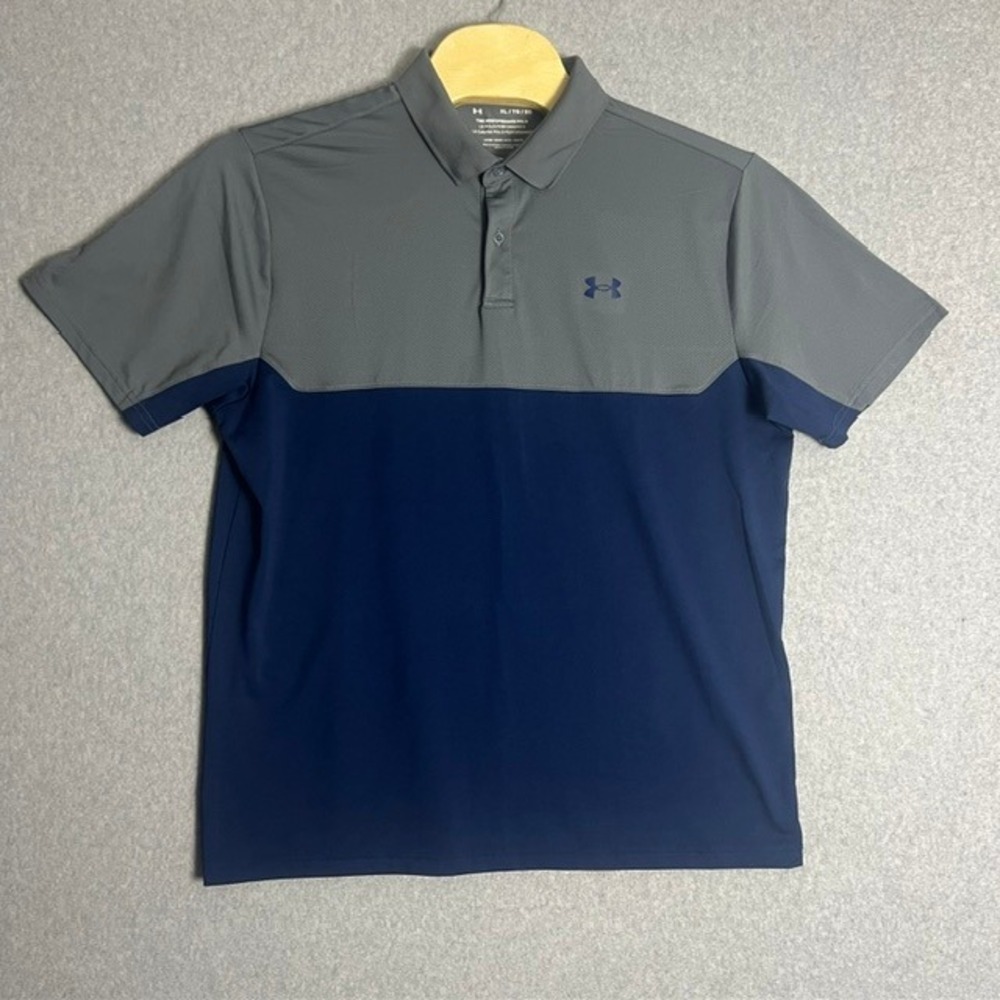 Under Armour Men's Navy Blue & Gray Performance Polo Golf Training Shirt Size XL